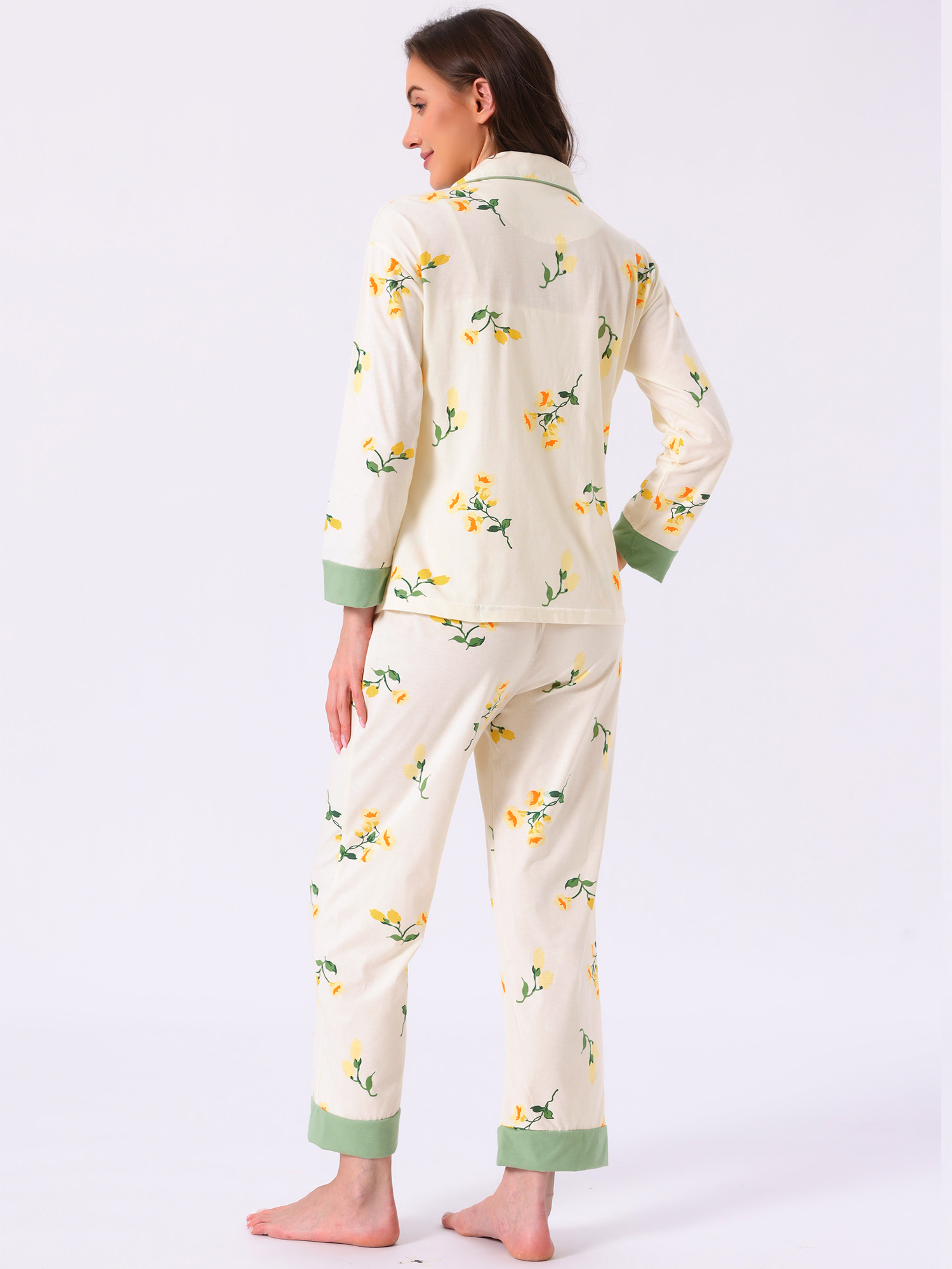 DARING DIVA Women's Nursing  Postpartum Button Down Long Sleeve Pajama Sets 2XL Green