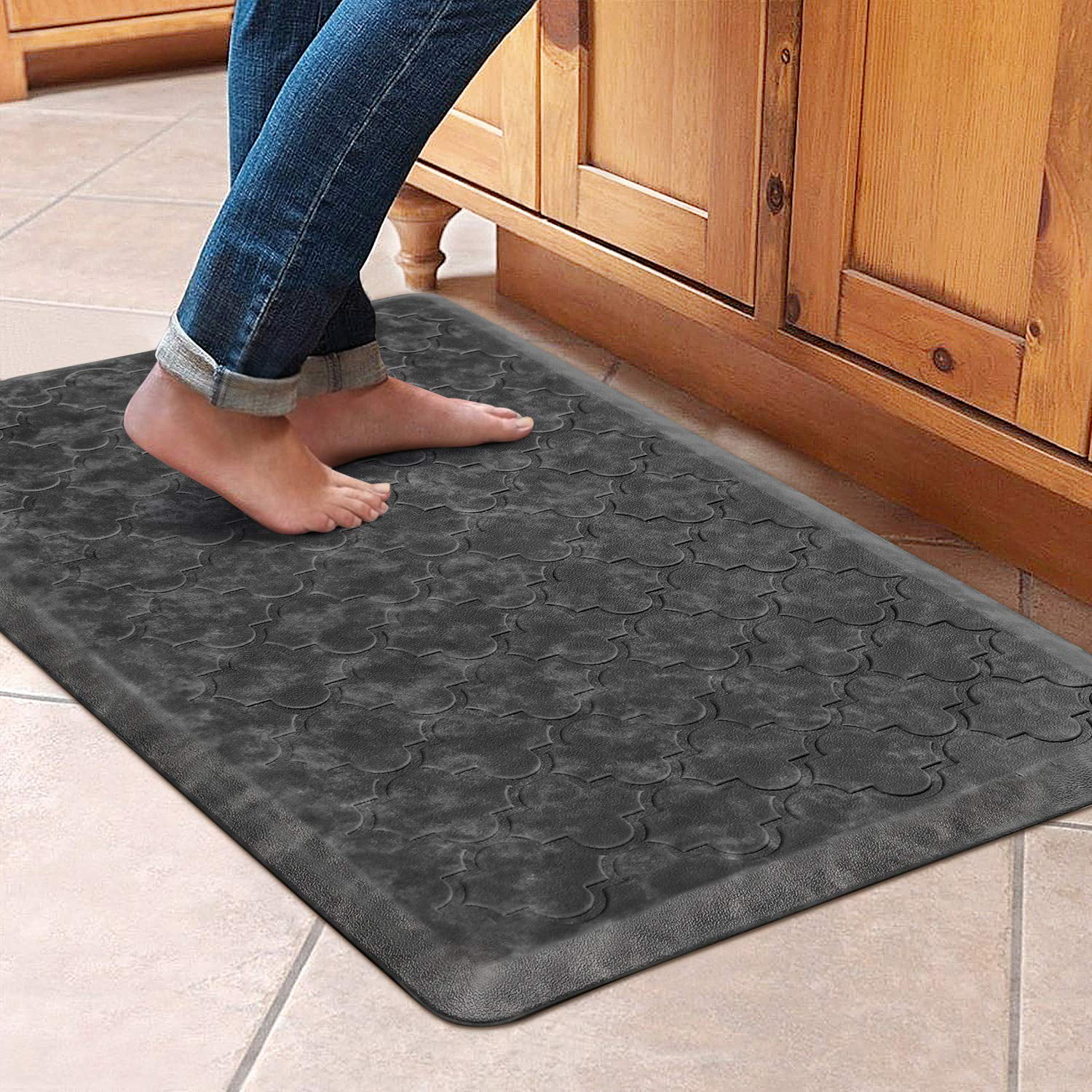 Kitchen Mat,1/2 Inch Thick Cushioned Anti Fatigue Waterproof Kitchen  Rugs,Comfort Standing Desk Mat, Kitchen Floor Mat Non-Skid & Washable for  Home, Office, Sink,17.3x60- Grey 