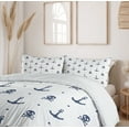 thumbnail image 6 of Ambesonne Ocean Duvet Cover Set, Anchors and Skulls Bones, 2-Calking, Navy Blue, 6 of 7