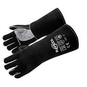 16 Inches,662℉,Leather Forge/Mig/Stick Welding Gloves Heat/Fire Resistant/Fireplace/Furnace/Stove/Pot Holder/Tig Welder/Mig/BBQ/Animal handling glove with 16 inches Extra Long Sleeve– Black