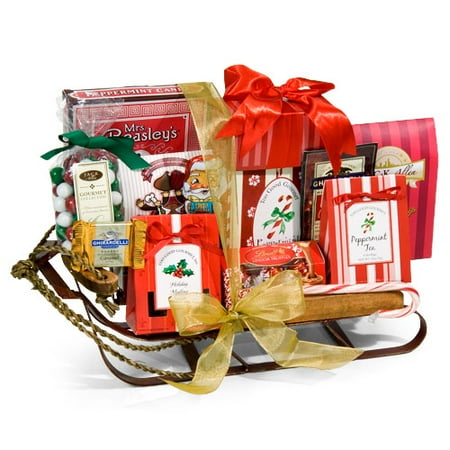 Red & White Christmas Sled Gift Basket
