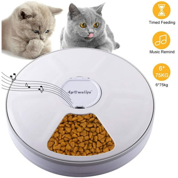 Automatic Cat Feeder with Timer, 6 Meals Dry Wet Food Dispenser for Cats and Small Dog Pet