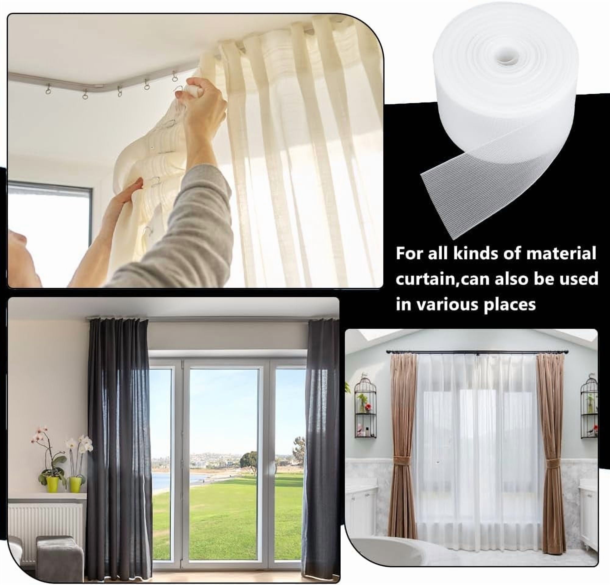 54.6 Yards Translucent Drapery Buckram 4 Inch Close-Meshed White Heading Tape Sew-in Fabrics Drapes for Home Sewing Window Curtains Garment Accessories diy