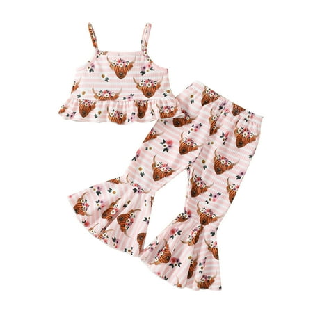 

Toddler Girls Sleeveless Cartoon Cow Printed T Shirt Vest Tops Bottoms Pants Kids Outfits Spearmint Baby Shoes Juniors Outfits for Teen Girls Little Girl Crop Top Outfits Nee Born Outfit Baby Clothes