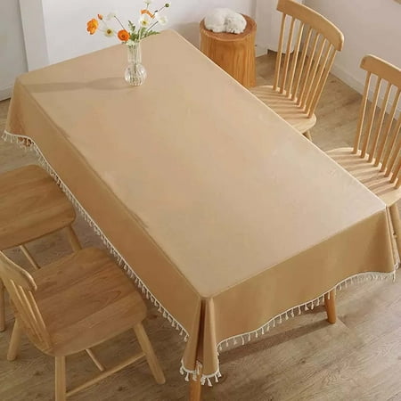

UMMH 55x55 inches Waterproof Cotton Linen Tablecloth Dining Table Cloths Rectangle Washable Tablecloths with Tassels Heavy Duty Decorative Fabric Table Cover for Kitchen Coffee Table