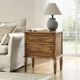 thumbnail image 7 of 27"Tall Farmhouse Wooden 2-drawer End Table with Charging Station Round Ring Pulls End Table Walnut, 7 of 7