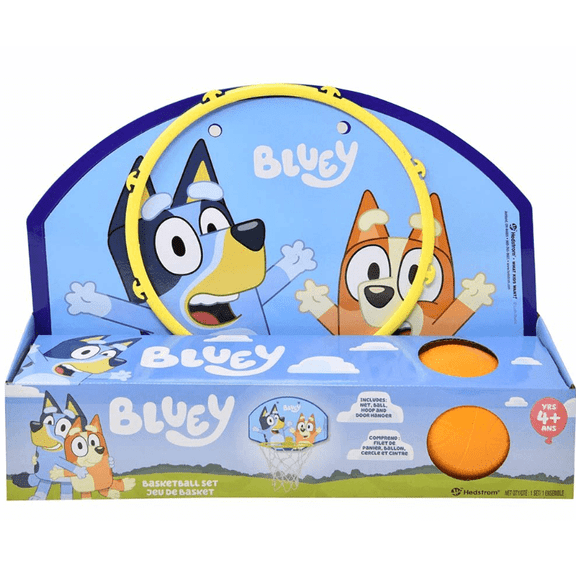Bluey 13.5 x 10 Inch Basketball Hoop with Ball for Kids, Indoor Mini Basketball Goal Set, Wall Mounted Sports Game Toy