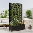 thumbnail image 3 of Metal Planter Box with Trellis, 73"x35"x16 Metal Raised Garden Bed with Trellis, Metal Planter Box with Drainage Holes & Lockable Wheels & Privacy Screen for Climbing Plants, Vegetables, Vines, 3 of 10