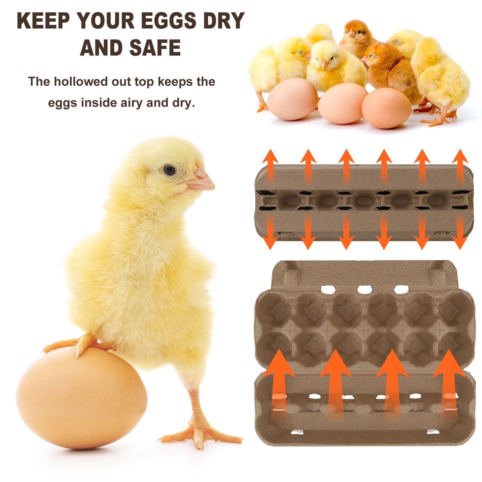 Hengguang 25 Pack  Natural Paper Pulp Egg Cartons, Egg Storage Containers Holder, Dozen Vintage Classical 2x6 Style Cardboard Egg Tray Holder for Family Farm Market Storing