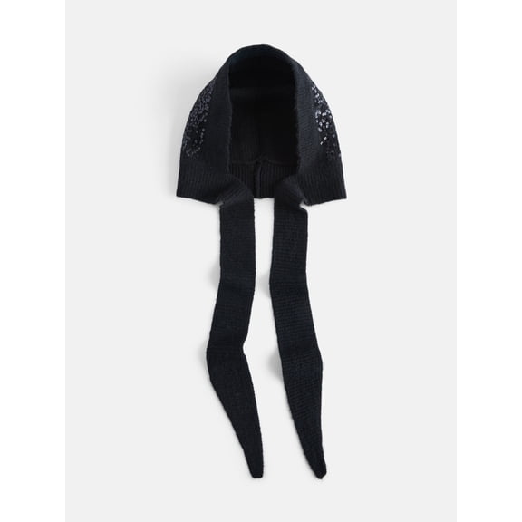 No Boundaries Women's Sequined Knit Bonnet with Tie Straps