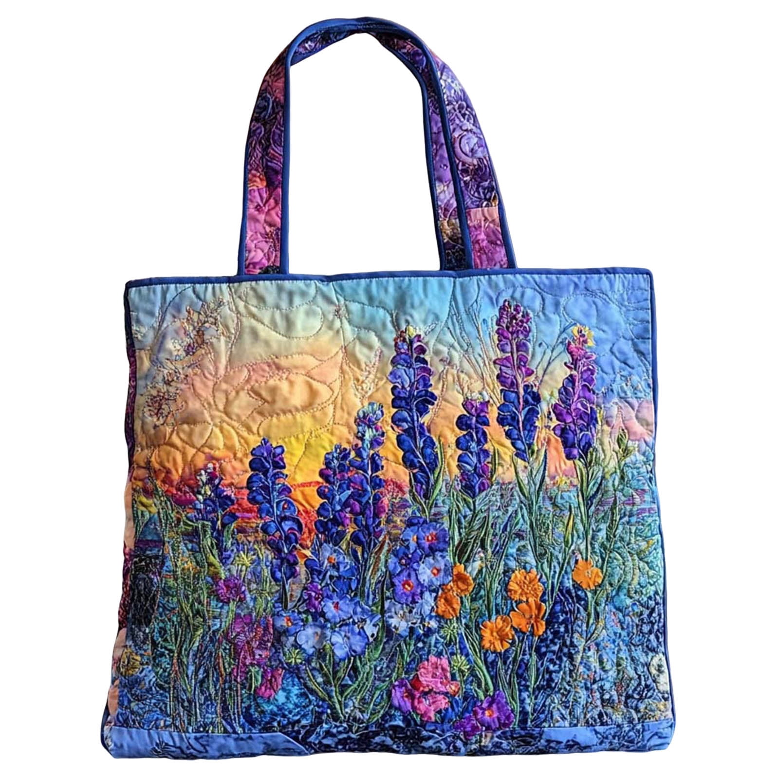 Dwellin Tote Bag for Women Lightweight Puffy Quilted Canvas Handbags Cute Flowers Pint Shoulder Top Handle Satchel for Work Travel
