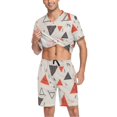 thumbnail image 3 of joogoo Men's Pajama Set Abstract Geometrical Art Print V-Neck Pj Shorts Set 2 Piece Loungewear Sleepwear XL, 3 of 7