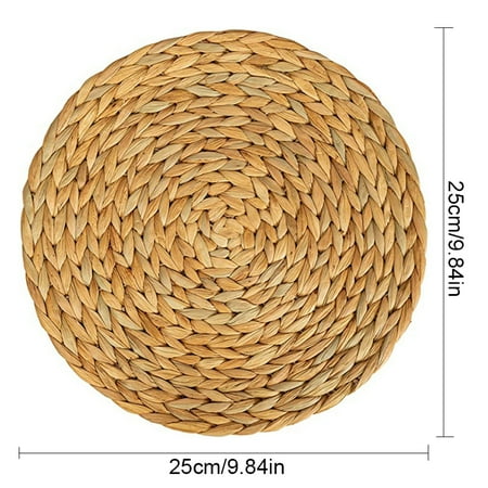 

2pcs Round Placemats Woven Table Mats for Dining Table Water Hyacinth Woven Placemat Heat-Resistant Non-Slip Woven Handmade Placemat 25CM