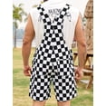 thumbnail image 2 of Mono con babero, a cuadros, para hombre, pantalones cortos, color negro, 2 of 7
