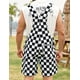 thumbnail image 2 of Mono con babero, a cuadros, para hombre, pantalones cortos, color negro, 2 of 7
