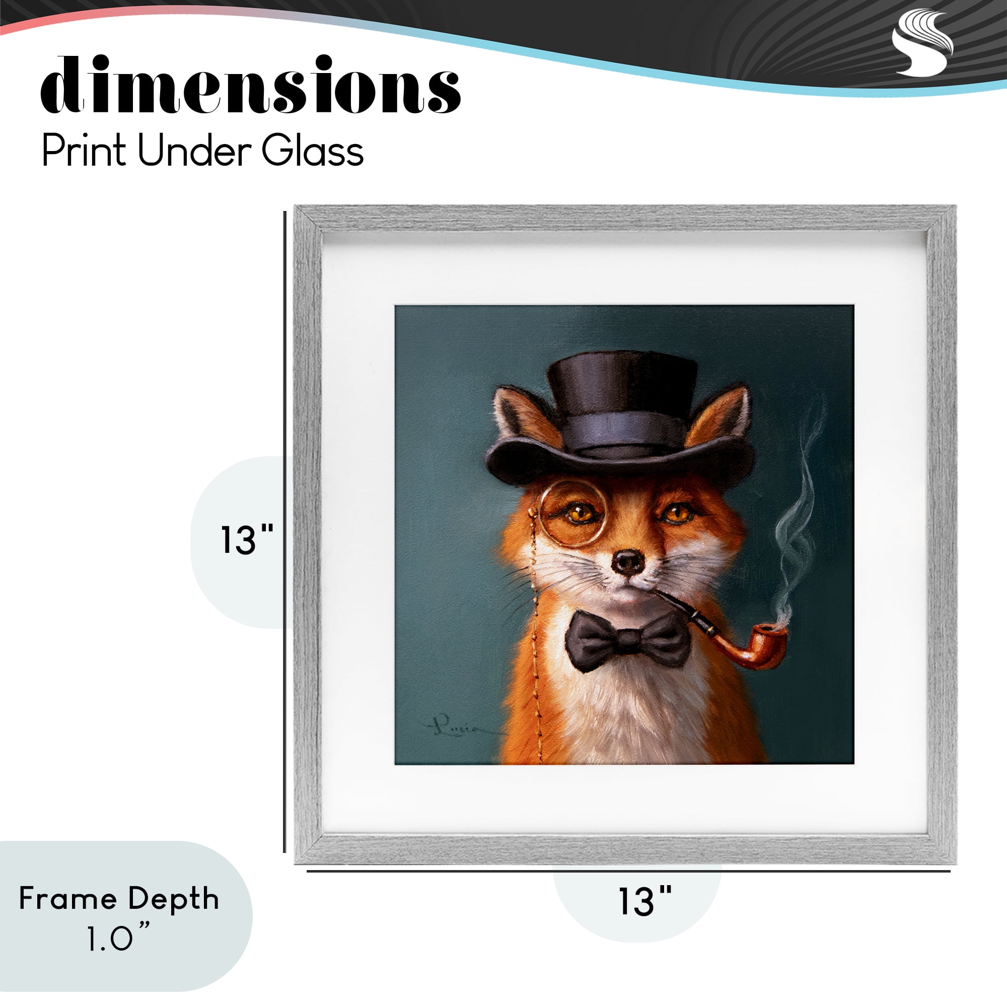 Stupell Industries Charming Dapper Fox Gray Framed Print Under Glass, design by Lucia Heffernan