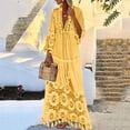 thumbnail image 1 of CNKOO Robe en Denim pour Femmes Boho Grande Taille Col en V Couleur Unie Dentelle à Franges Longue Robe de Mariage, 1 of 8