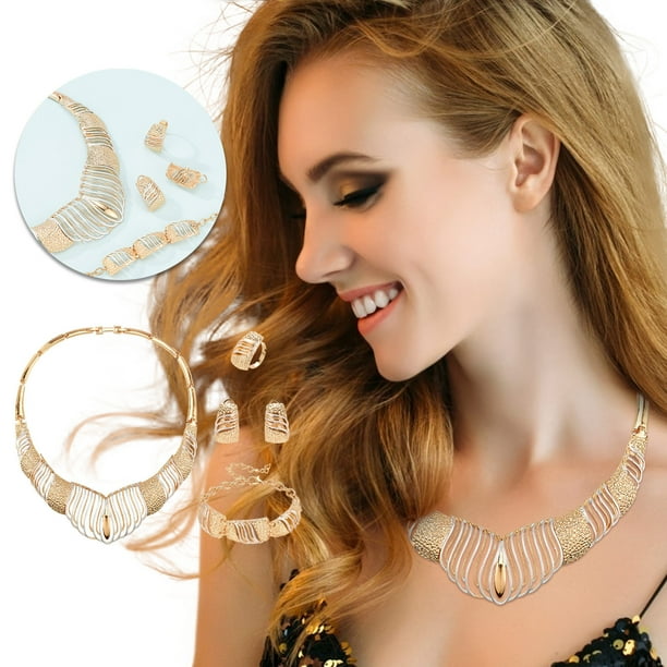 Conjunto de joyería de moda para damas, 5 piezas, accesorios, joyas de oro, 5 piezas