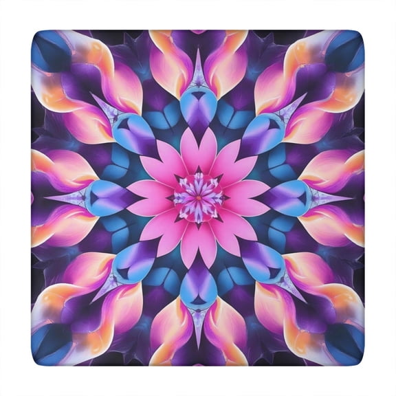 Colorful Tie Dye Mandala Pattern Square Fitted Tablecloth with Elastic Edge,Square Table Cover,Washable Elastic Table Cover for Home Kitchen Party Decor 34"x34"