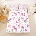 thumbnail image 5 of Erosebridal Unicorn Girls Queen Sheet Sets,Cute Pink Bowknot Kawaii Stars Loves Bed Set For Kids 4pcs, 5 of 6