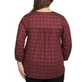 thumbnail image 4 of Wrangler Womens Blouse Plaid 3/4 Sleeves Lightweight Elastic Cuffs 1815407, 4 of 7