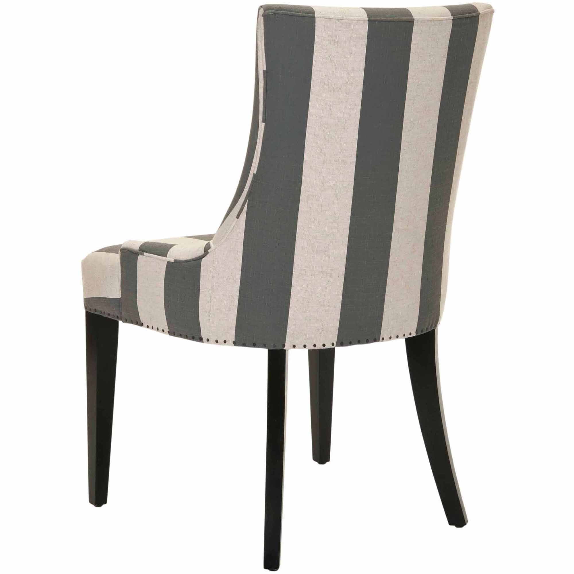 SAFAVIEH Becca 19" H Transitional Glam Upholstered Dining Chair, Grey Stripes
