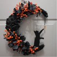 thumbnail image 2 of Guirnalda de gato de luna de Halloween con rosa, corona de Halloween para puerta de entrada, decoraciones de puerta de Halloween, luna de gato negro, 2 of 4
