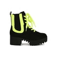 thumbnail image 2 of Women Neon Panel Lug Sole Chunky Platform Mid Calf Boot 19372, 2 of 6