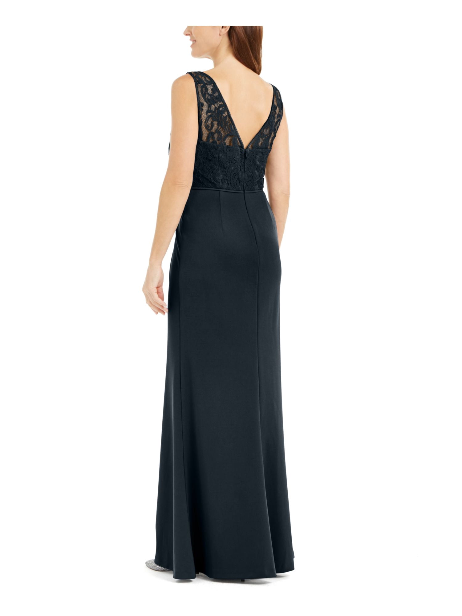 Robe De Cocktail Adrianna Papell Bleue En Dentelle Perlée - Taille 4, Neuve