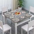thumbnail image 3 of Gray Floral Mandala and Leaf Pattern Square Fitted Tablecloth with Elastic Edge,Square Table Cover,Washable Elastic Table Cover for Home Kitchen Party Decor 36"x36", 3 of 6