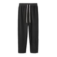 thumbnail image 4 of LODIENY Mens Double Sided Fleece Large Size (S-5XL) Pants Baggy Straight Leg Open Bottom Stretch Drawstring Heavyweight Warm Lounge Sweatpants with Pockets Black XXXXXL, 4 of 8