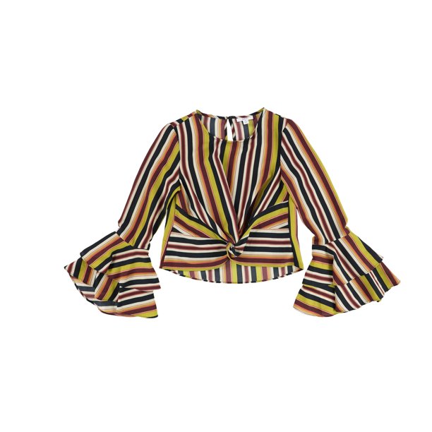 bar III Blusa de manga acampanada para mujer, multicolor, mediana