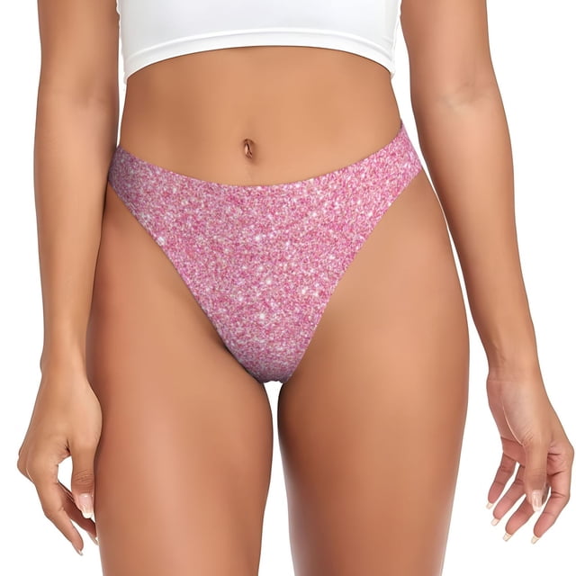 Balery Glitter Tangas de Algodón para Mujer con Estampado – Ropa Interior Sexy, Transpirable, G-string-Medium