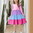 thumbnail image 7 of Maqroz Teen Long Sleeve Dress Maxi Ruffle Rainbow Color Block Dresses Girls Cotton Casual Tiered Pleated Twirly Dress Crewneck Swing A-Line Cute Midi Sundress 5-15 Years, 7 of 7