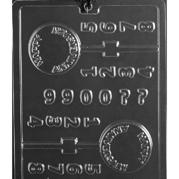 Grandmama's Goodies W074 Happy Anniversary w/numbers Wedding Anniversary Chocolate Candy Soap Mold with Exclusive Molding Instructions