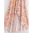 thumbnail image 2 of Vintage Women Floral Print Open Back Sexy Beach Bohemian Maxi Dress Lady High-Low Tassel Strapless Vacation Summer Boho Dress, 2 of 5
