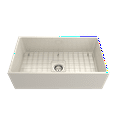 thumbnail image 3 of BOCCHI Contempo Apron Front Fireclay 33 in. Single Bowl Kitchen Sink with Protective Bottom Grid and Strainer in Biscuit, 3 of 6