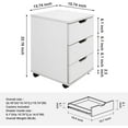 thumbnail image 2 of CQAOE 3-Drawer Vertical Filing Cabinet Rolling Wood Mobile File Cabinets Under Desk for Home Office with Casters (White, Non-Assembled), 2 of 5
