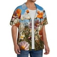 thumbnail image 2 of Fuzoiu Vibrant Field Of Blossoms Print Men's Casual Short,Men's Short Sleeve Shirt,Mens Casual Button Down Shirts,Cuban Collar Summer Shirt for Beach, Vacation, and Outdoor Activities-3X-Large, 2 of 5
