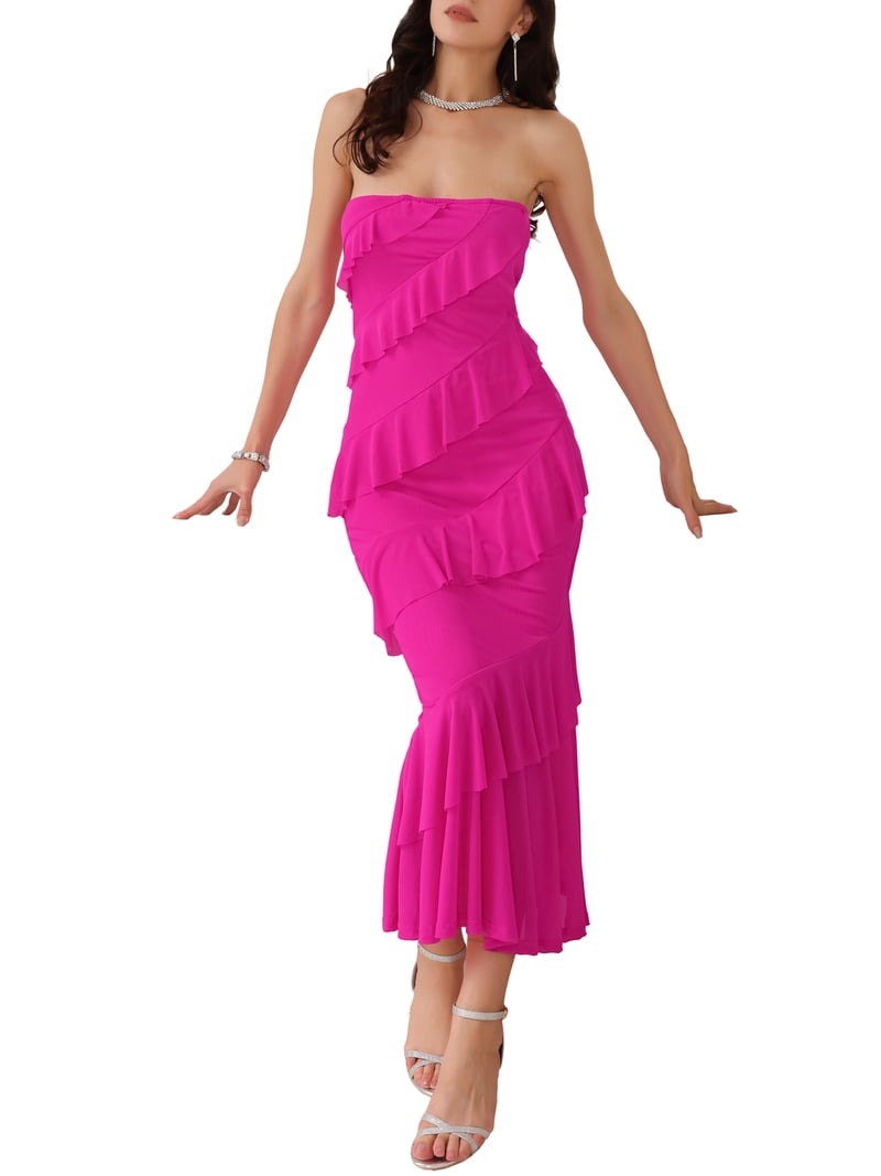 hot pink tube top dress Neon Pink Tube Dress