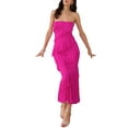 thumbnail image 2 of INSPIRE CHIC Women's Summer Cocktail Dress Tube Top Ruffled Tiered Maxi Strapless Dresses L Hot Pink, 2 of 6
