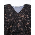 thumbnail image 4 of Moomaya Womens Printed V Neck Top, Balloon Sleeves Ruffled Chiffon Crop Top, 4 of 8