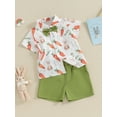 thumbnail image 3 of Suealasg Kids Boys Easter Gentleman Suits Outfits 6M 1T 2T 3T 4T 5T Little Boys Long Sleeve Lapel Button Bunny Print Shirt and Shorts Set Summer Easter -themed Clothing for Child Boys, 3 of 9
