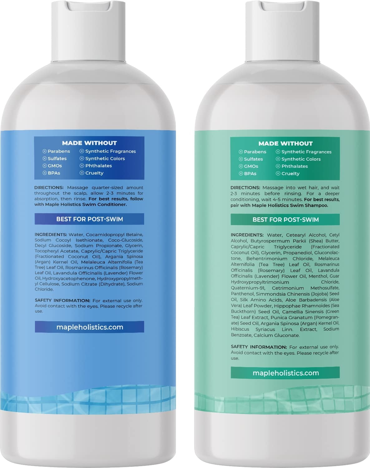 After Swim Shampoo and Conditioner Set - Chlorine Shampoo and Conditioner for Swimmers with Tea Tree and Rosemary Oil - Clarifying Shampoo for Hard Water Chlorine and Saltwater with Replenishing Oils