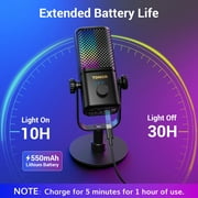 TONOR Xbox Microphone, RGB Condenser Streaming Mic with 30H Battery Life, Low Noise, Monitoring, Gain Control, One Tap Mute, Fast Charging, Compatible with Capture Card TCX3