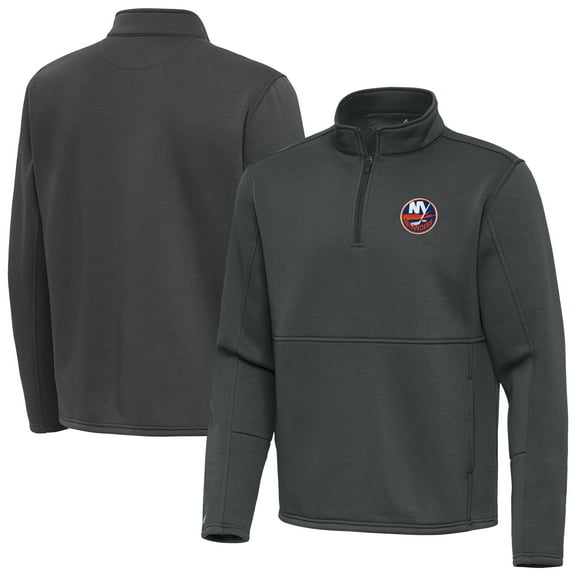Men's Antigua Pewter New York Islanders Twist Quarter-Zip Pullover Jacket