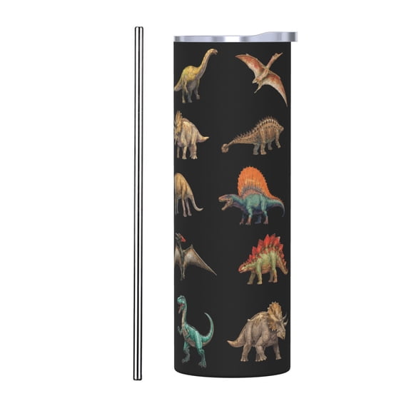 20oz Dinosaur Tumbler Insulated Car Cup Jurassic Animal Travel Coffee Cup Gift for Kids and Dino Lovers with Stainless Steel Straw