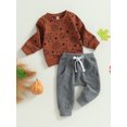 thumbnail image 2 of Newborn Baby Boy Halloween Outfits Long Sleeve Pumpkin Dots Print Pullovers Tops + Pants Set Toddler 2Pcs Clothes Set, 2 of 8