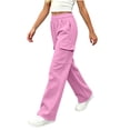 thumbnail image 6 of Efsteb Girls Wide Leg Sweatpants Elastic Waisted Baggy Sweat Pants Straight Leg Athletic Joggers with Pockets (Rose Gold,5-6Years), 6 of 8