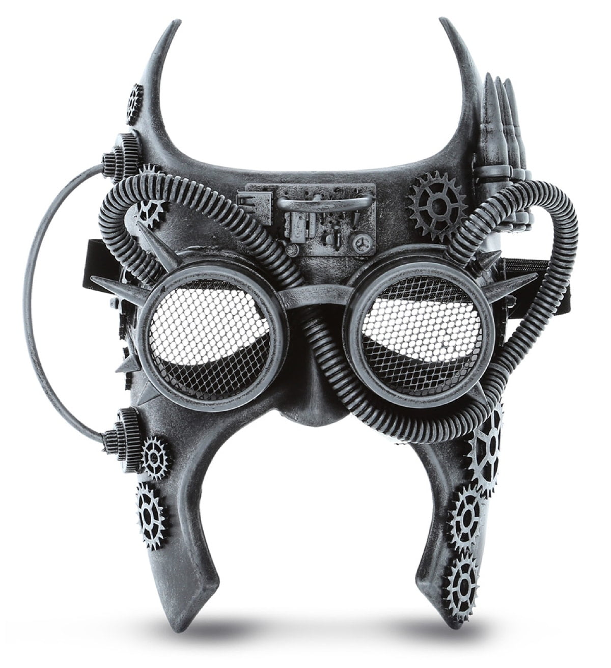 Masquerade Mask New Silver Steampunk Side Fan /& Spikes Goggle Halloween Costume